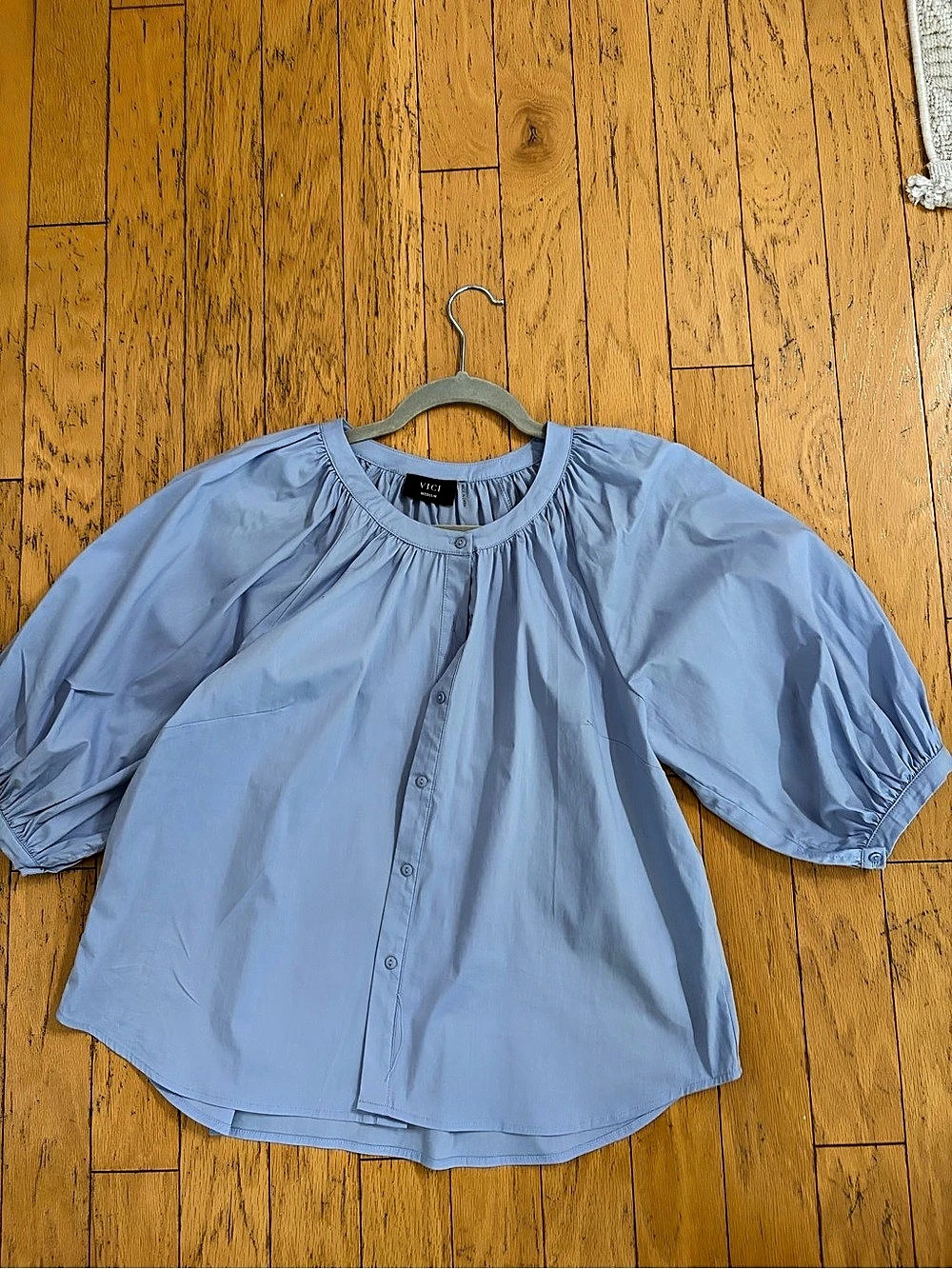 VICI Gathered Neck Puff Sleeve Blouse - Size Medium
